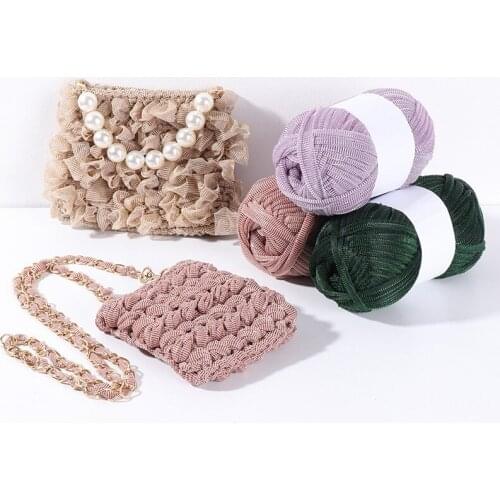 100g Gold Silver Silk Yarn for Knitting Strips of Cloth Thread Flash Crochet Hand Weaving Ultrathin Knit Bag Thread