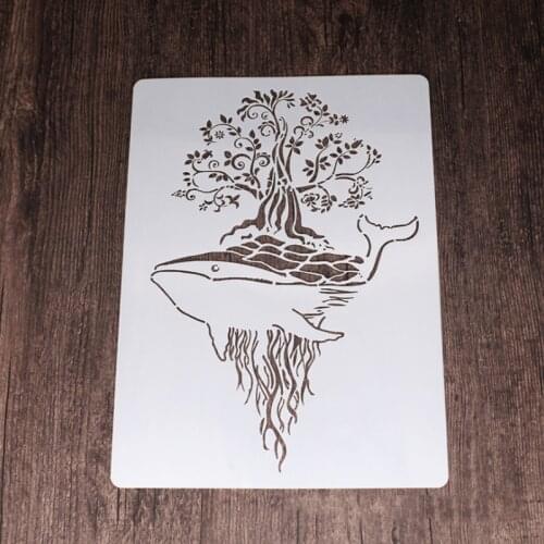 2 Sheet Big Whale Animal Painting Template Stencil DIY Wall Layering Scrapbooking Diary Stamp Coloring Embossing Decor Reusable