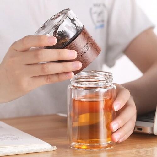 200ml Double Layer High Borosilicate Glass Tea Infuser Bottle Tumbler With Stainless Steel Filter Bag For Office Kid Women Smart