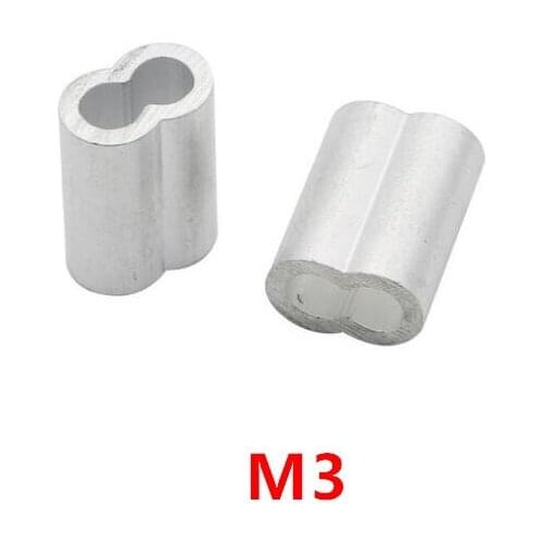 200pcs M3 3mm Aluminum Furrules Crimping Sleeve Double-hole 8 Shape Oval Clip Wire Rope Clamp Fastener Rigging Wire Colis