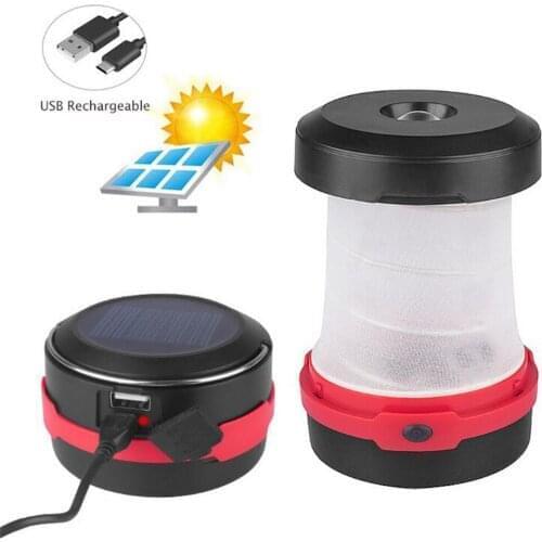 3W Solar Portable Camping Light Tent Light Multifunction Retractable Camping Lamp Outdoor Lantern LED Flashlight Pocket Torch