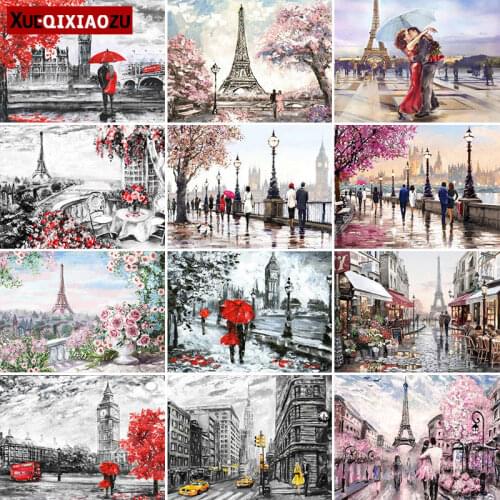 5D Full Diamond Diy Diamond Painting Street View Couple Cross Stitch Embroidery Mosaic Handmade Crafts Mural 2020 New Products