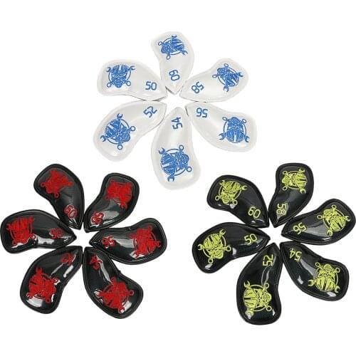6pcs Portable Golf Iron Headcover Identification Number Unisex Club Head Covers with Degree Protection Fits All Driver Clubs