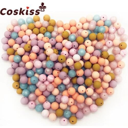 0.47"(12mm)Mixed Color Natural Round Silicone Beads Food Grade Silicone Beads Baby Teether Toys DIY Baby Necklace/ Bracelet