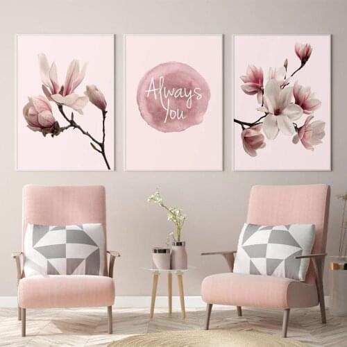 Blooming Flowers Magnolia Floral Canvas Painting Poster Print Scandinavian Wall Art Pictures for Living Room Bedroom Home Decor
