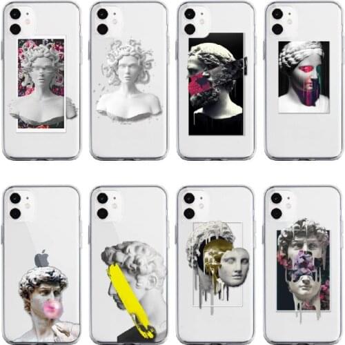 David Michelangelo Medusa Roman Statue For iPhone 12 11 Pro 7Plus 7 8 8Plus X XS Max XR Soft Clear TPU Phone Case Cover Fundas