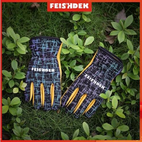Kids Gardening Work Gloves Reflective Brethable Wear Resistance Safety Protection with Genuine Leather Easy Cuff Comfortable