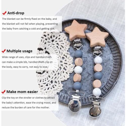 Lets Make 2pc/set Pacifier Chains Safe Teething Chain Baby Teether Eco-friendly Pacifier Clips Holder Chain Kids Blanket Clips