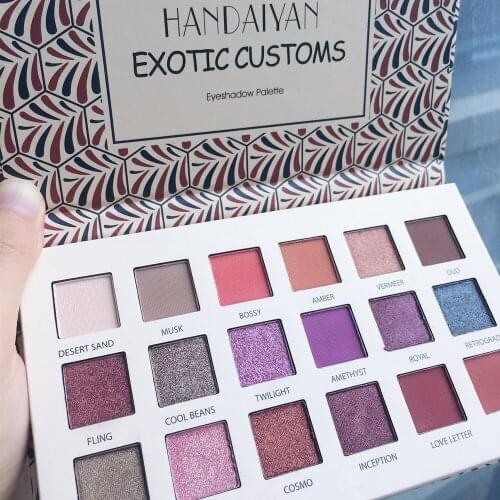 Handaiyan 18 Color Glitter Eyeshadow Pallete Waterproof Matte Nude Eye Shadow Long Lasting Easy To Color Shiny Eye Shadow Makeup