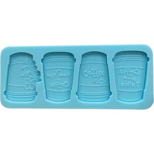 Epoxy Resin Mold Tray Four Coffee Cups Casting Silicone Mould DIY Crafts Jewelry Making Tool