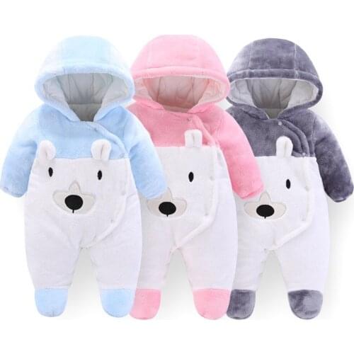 2021 Pink Newborn Baby Rompers Winter Boy Clothes Girls Roupas Bebe Outfit New Fashion Onesie Soft Fleece Thicken Pajamas Kid