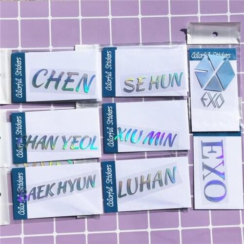 KPOP EXO Colorful Laser Stickers Fridge Magnet Stationery Notebook Stickers Computer Phone Stickers Celebrity Periphery