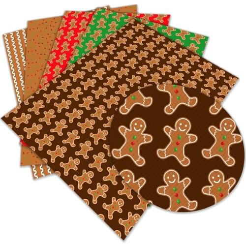 Faux Leather Check Stripe Christmas Print Synthetic Leather DIY Crafts Hair Bow Waist Bag 30cm X136cm