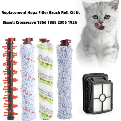 Areyourshop Replacement Hepa Filter Brush Roll Kit fit for Bissell Crosswave 1866 1868 2306 1926