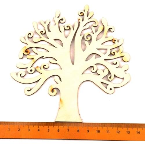 Natural Wooden Life Tree Carved Painting Craft Scrapbooking For Handmade Sewing Home Decoration DIY 12x14cm 1pcs MT0666-FD