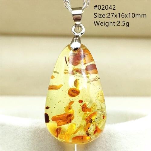 Natural Yellow Piebald Amber Necklace Pendant Flower Rare Inclusion Fashion Gemstone Women Men Crystal Healing AAAAA