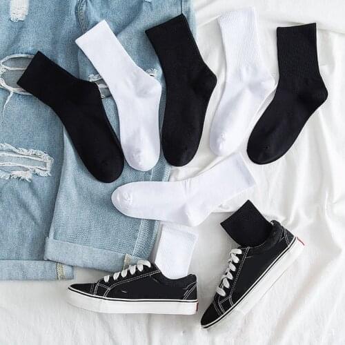 Korean Harajuku Men Womens Socks Vintage Streetwear Long Short Socks White Black Unisex Casual Hip Hop Socks Soccer Socks