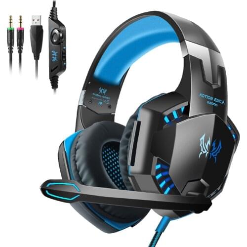 Professional G2000 Deep Bass Lighting Gaming Headphone 3.5mm Wired Stereo Computer PC Over-Ear Headset with Microphone Gifts