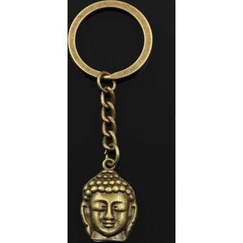 New Fashion Keychain 28x20mm Buddha Pendants DIY Men Jewelry Car Key Chain Ring Holder Souvenir For Gift