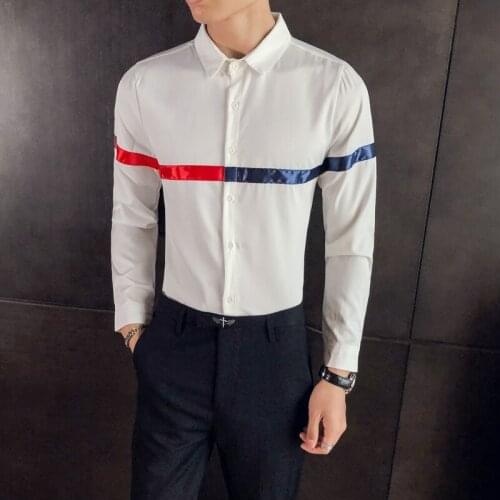 2021 autumn new mens high-quality British long-sleeved shirt mens formal wear Korean nightclub slim-fit shirt plus size S-5XL