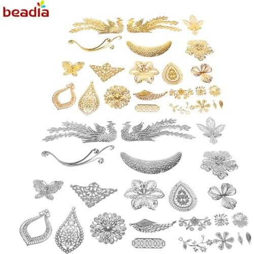 Wholesale Multi Size Gold/Rhodium Metal Crafts Handmade Connectors For DIY Jewelry Findings Making Charms Clothing Accessories