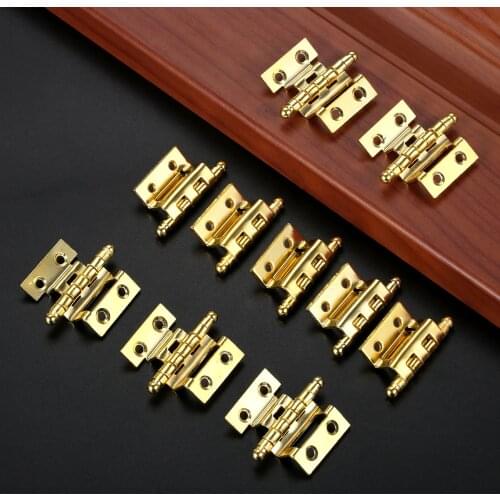10pcs Gold Hinges Double Folded Crown Hinge 40mm 8 Holes Round Bead Head w/screws Cabinet Door Decor Vintage Wood Jewelry Box