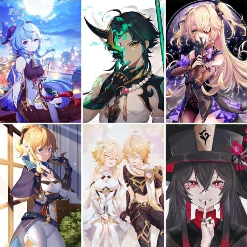 Ke Qing/xiao/hu Tao/Genshin Impact Game Poster Anime Posters Canvas Painting Wall Art Picture Photos for Childrens Room Decor