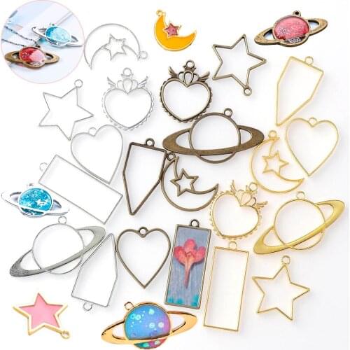 Planet Pentagram Moon Metal Frame DIY Epoxy Resin Crafts UV Resin Jewelry Making Pendant Holder Hollow