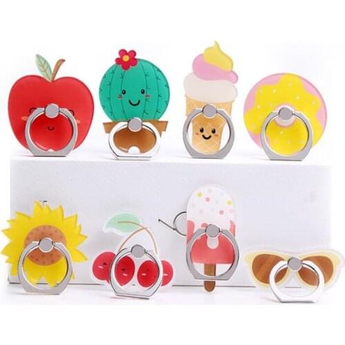 Fruits Sunflower Finger Ring Mobile Phone Dessert Ice Cream Stand Holder For iPhone Xiaomi Huawei Acrylic All Smart Phone