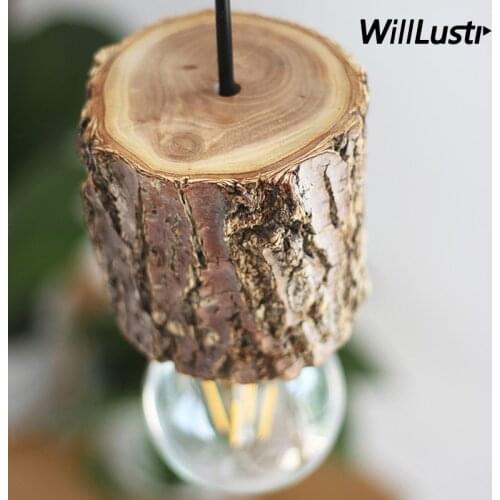 New original lumber wood pendant light fixture restaurant hotel loft shop office dinning room natural round log suspension lamp