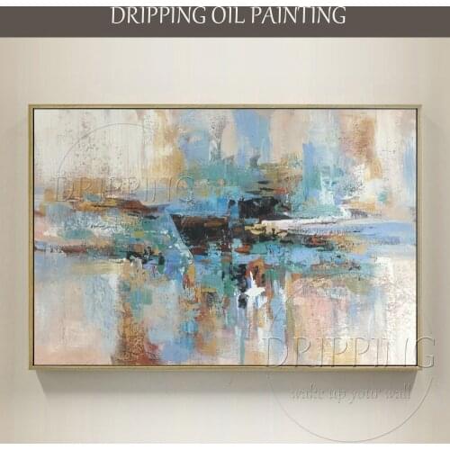 Top Artist Hand-painted Modern Abstract Colorful Oil Painting on Canvas Abstract Green Landscape Oil Painting for Living Room