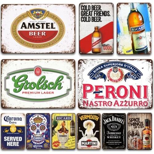 Liquor Poster Plaque Metal Vintage Decor Beer Metal Tin Plate Sign Personalized Tiki Bar Wine Cellar Wall Sticker Retro Painting