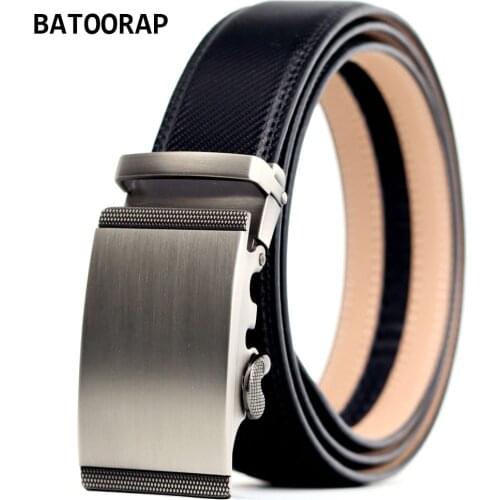 Cowhide Ratchet Belts For Men High Quality Gray Automatic Buckle Mens Casual Belt Designer Luxury Black Waist Strap Male