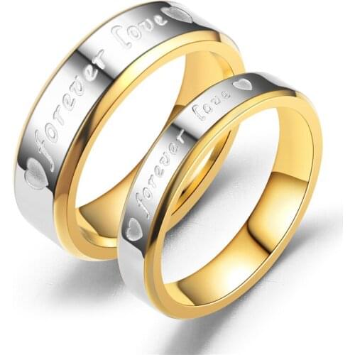 Romantic forever love Letter Rings for Lovers Wedding Bands Engagement Stainless Steel Ring for Women and Men Jewelry