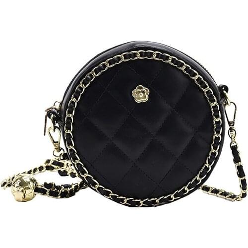 Net Celebrity High-end Bag Female 2021 New Western Style All-match Messenger Bag Niche Design Rhombus Chain Small Round Bag