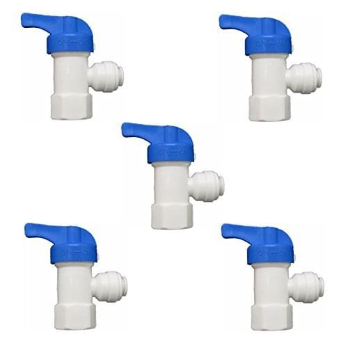 Ball Valve for RO Water Tank Ball Quick Connect Fitting 1/4" - 1/4" Reverse Osmosis Water Valve Filter System Pack of 5