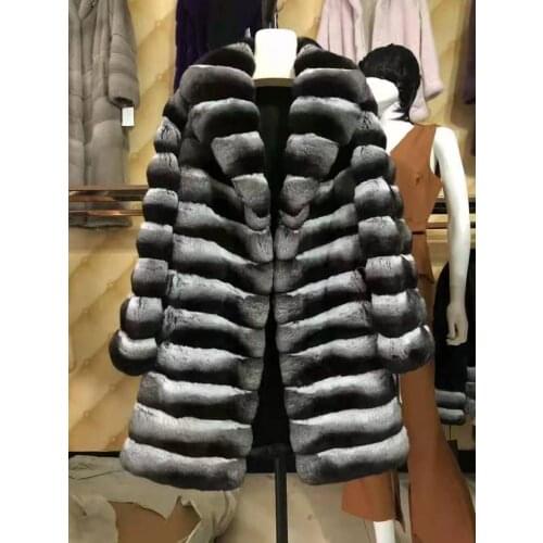 Real chinchilla fur coat for women Warm Fashion winter outdoor clothing