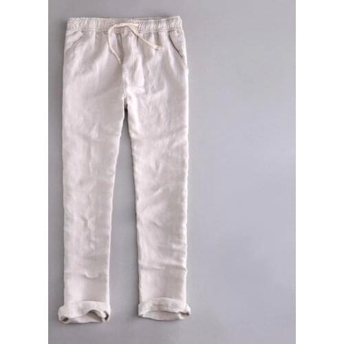 India and Brazil Style Elastic waist loose Pants Men Linen Breathable and comfortable Cotton Trousers Men Casual Pantalones 38
