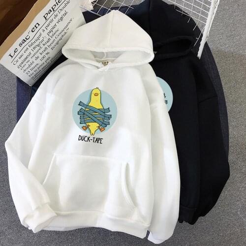 Duck-Tape Hoodies Harajuku Sweatshirt Oversized Cropped Hoodie Women Pullover Sweatshirts Graphic Streetwear Sudadera Mujeres