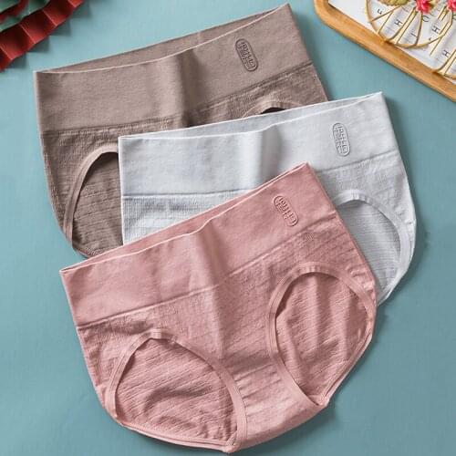 Roseheart Women Fashion Skin Cotton High Waist Panties Underwear Lingerie Seamless One-Piece Briefs Underpants F Plus Size