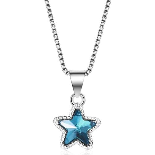 VNFURU Blue Zircon Star Clavicle Chain Mini Star Pendant Simple Necklace