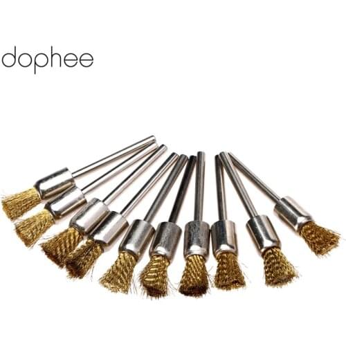 Dophee 8MM Rotary Brushes Brass Wire Brush For Dremel Rotary Tools Drill Polish Accessory 3mm Shank Dremel Accessories 30PCS