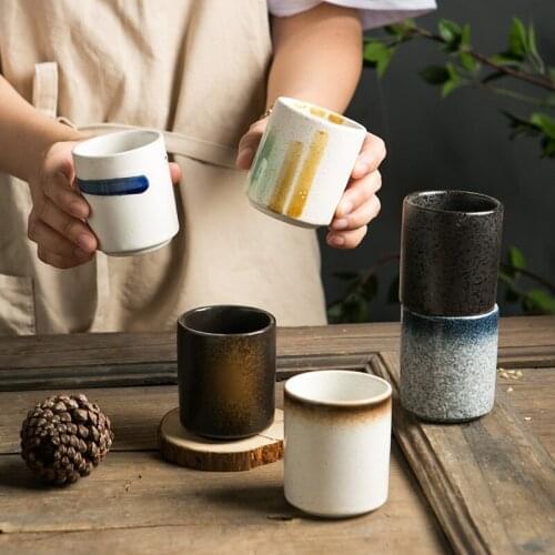 Japanese Creative Retro Ceramic Tea Set Sushi Shop Water Cup Sake Cup Restaurant Restaurant Afternoon Tea Cup Trumpet Mug