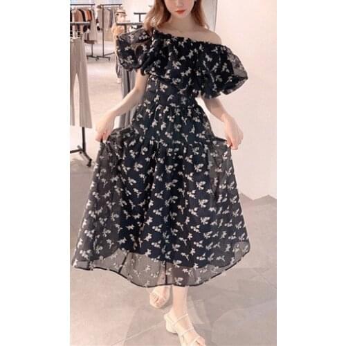 Women Embroidery Midi Skirt With Elastic Waist