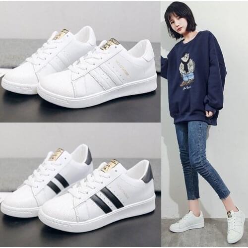 Womens White Shoes Fashionable Korean All-Match Autumn Flat Western Style Student Womens Shoes Board Shoes