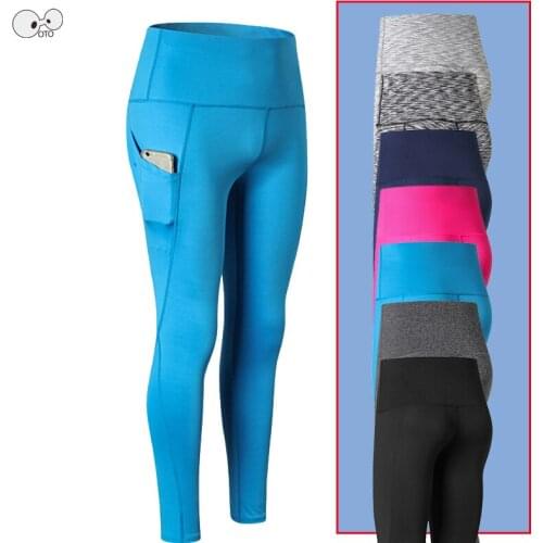 Women Breathable High Waist Out Pocket Yoga Pants Dry Fit Stretch Compression Workout Running Leggings Sports Gym Fitness Tights
