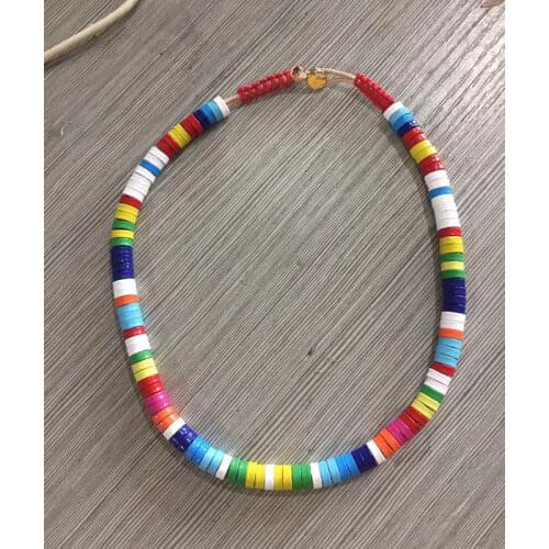 New bohemian boho gold tone plated enameled tubular beaded necklace hardware CHASING RAINBOWS CANDY NECKLACE women jewelry gitfs