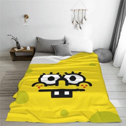 Winter throw warm flannel Sponge Baby blanket Animes square pants blankets for Sofa Sherpa Fleece Bedspread Wrap