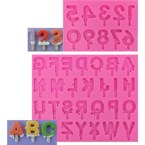 1Pcs Ice cream shape alphabet English letter of the alphabet silicone cake mold number fondant moulds Cake Decorating ToolsT1237