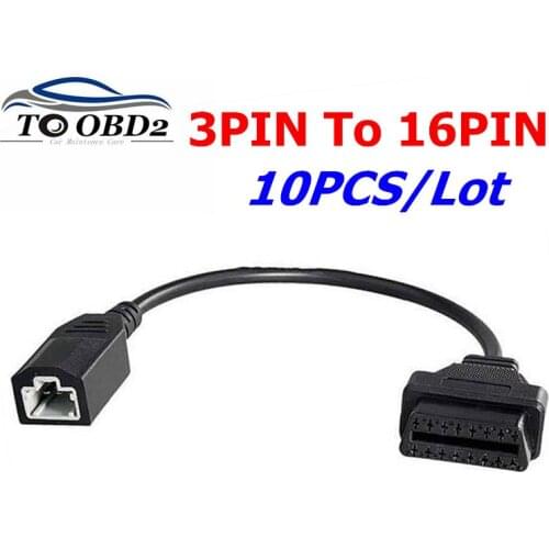 10pcs/Lot Best Price For Honda 3Pin to 16Pin Female OBD OBD2 Diagnosis Connector For Honda 3 PIN Auto scanner cables